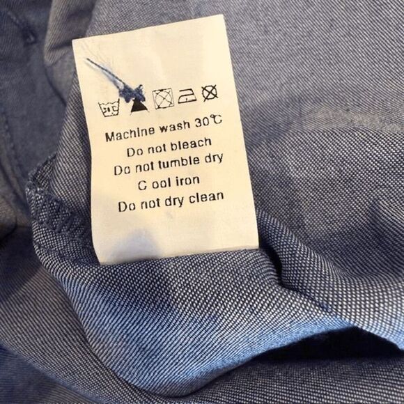 Allegra K Chambray Mini Dress Short Puff Sleeve Pintucks Button Front Size Small - Picture 7 of 11